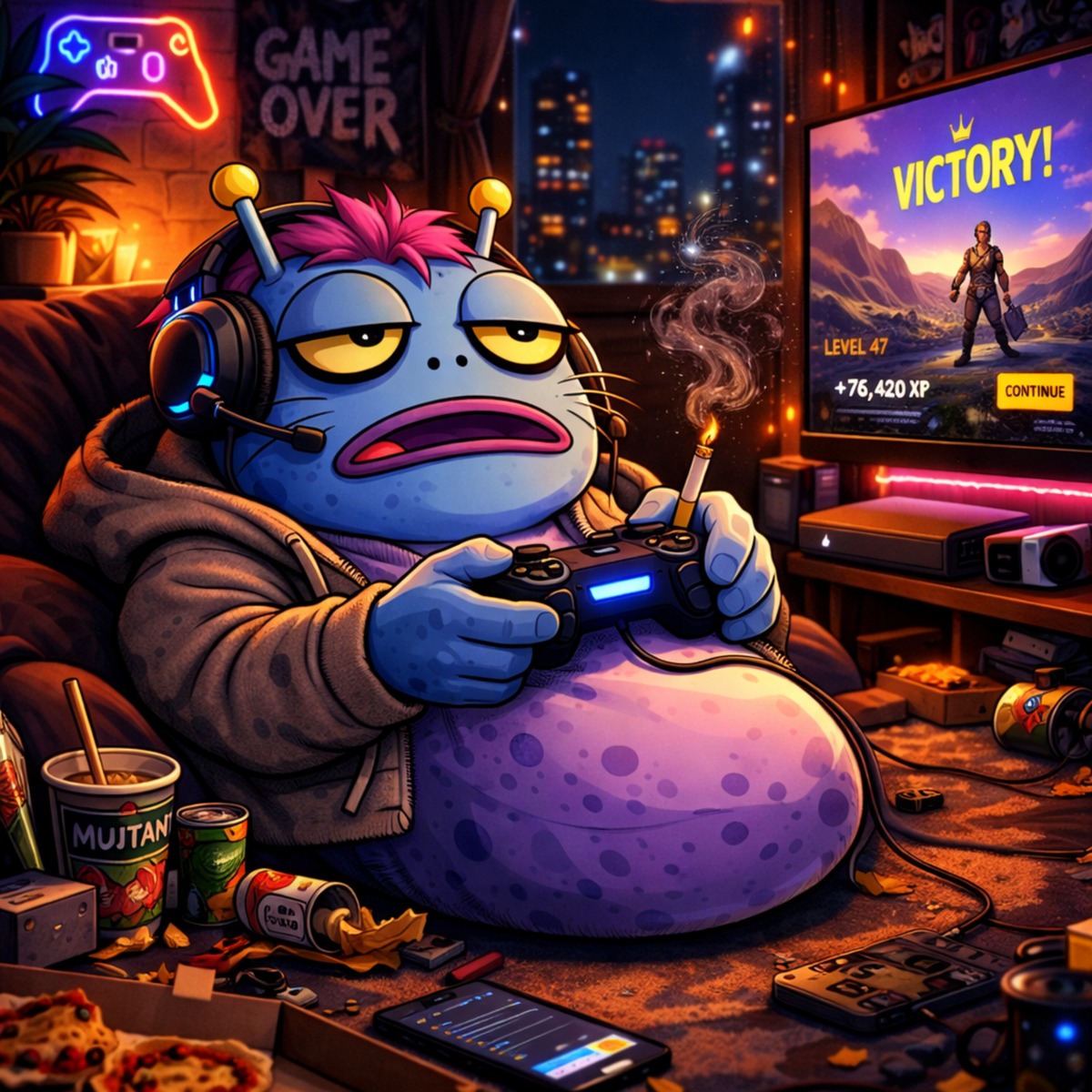 Anagocto gaming late at night